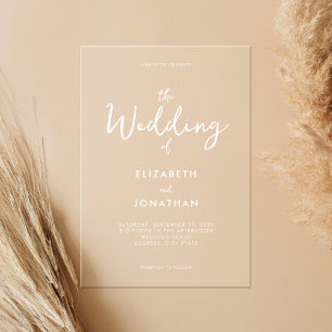Invitaciones Acrílicas Boda de caligrafía moderna minimalista