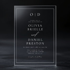 Invitaciones Acrílicas Boda de caligrafía moderna minimalista