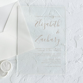 Invitaciones Acrílicas Boda de caligrafía moderna taupe