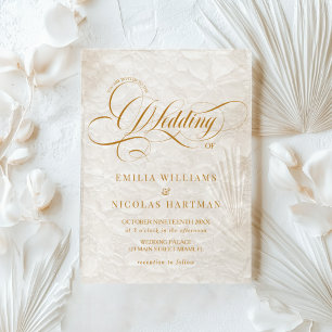 Invitaciones Acrílicas Boda de caligrafía romántica en marfil