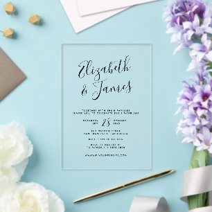 Invitaciones Acrílicas Boda de Caligrafía Script Bohemio