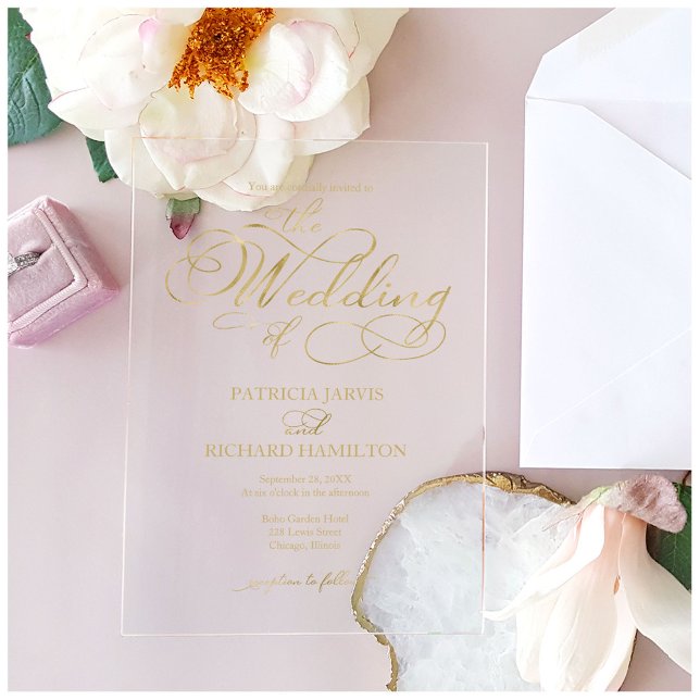 Invitaciones Acrílicas Boda de caligrafía simple y elegante (Subido por el creador)
