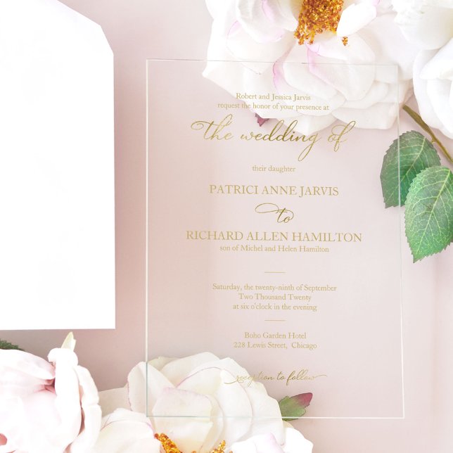 Invitaciones Acrílicas Boda de caligrafía simple y elegante (Subido por el creador)