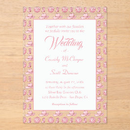 Invitaciones Acrílicas Boda de campo de vaca rosa dulce