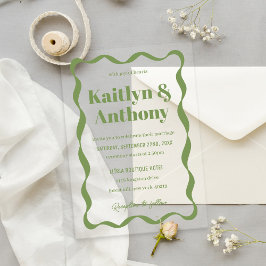 Invitaciones Acrílicas Boda de Cinta Curva Coqueta Retro