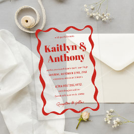 Invitaciones Acrílicas Boda de Cinta Curva Coqueta Retro