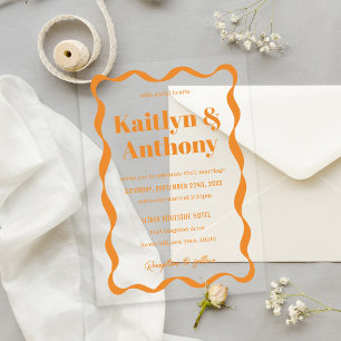 Invitaciones Acrílicas Boda de Cinta Curva Coqueta Retro