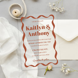 Invitaciones Acrílicas Boda de Cinta Curva Coqueta Retro