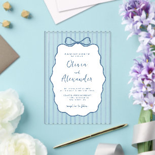 Invitaciones Acrílicas Boda de Cinturón de Raya Caprichosa Azul Costera