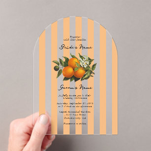Invitaciones Acrílicas Boda de cítricos mediterráneos italianos con naran