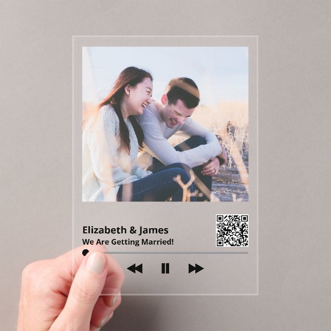 Invitaciones Acrílicas Boda de código QR de la placa de música fotográfic (Insitu (portátil))