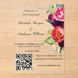 Invitaciones Acrílicas Boda de código QR moderno