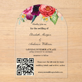 Invitaciones Acrílicas Boda de código QR moderno