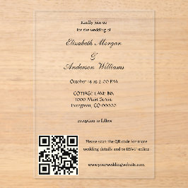 Invitaciones Acrílicas Boda de código QR moderno
