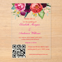 Invitaciones Acrílicas Boda de código QR moderno