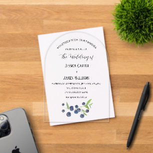 Invitaciones Acrílicas Boda de color de agua de arándano azul