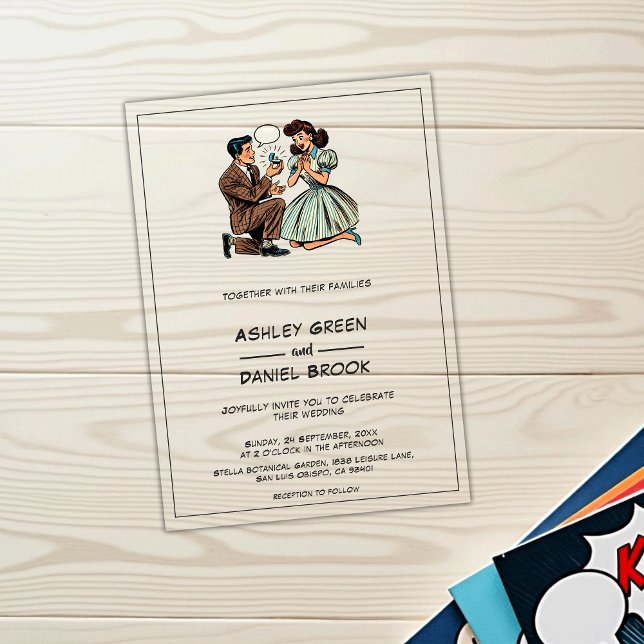 Invitaciones Acrílicas Boda de Cómic Antiguo Caprichoso Propuesta de Pare (Subido por el creador)