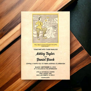 Invitaciones Acrílicas Boda de Cómic Divertido de Pareja Retro Vintage