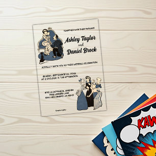 Invitaciones Acrílicas Boda de Cómic Retro Vintage Caprichosa