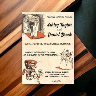 Invitaciones Acrílicas Boda de Cómic Retro Vintage de los 50