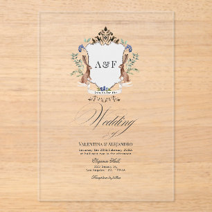 Invitaciones Acrílicas Boda de conejo caprichosa transparente del bosque