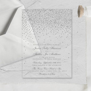 Invitaciones Acrílicas Boda de Confeti de Plata Glam Vintage