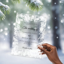 Boda de copos de nieve de invierno escarchada