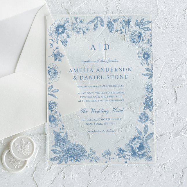 Invitaciones Acrílicas Boda de cosecha azul turquesa victoriana (Subido por el creador)