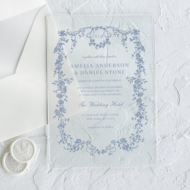 Invitaciones Acrílicas Boda de cosecha azul turquesa victoriana (Subido por el creador)