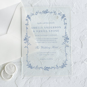 Invitaciones Acrílicas Boda de cosecha azul turquesa victoriana