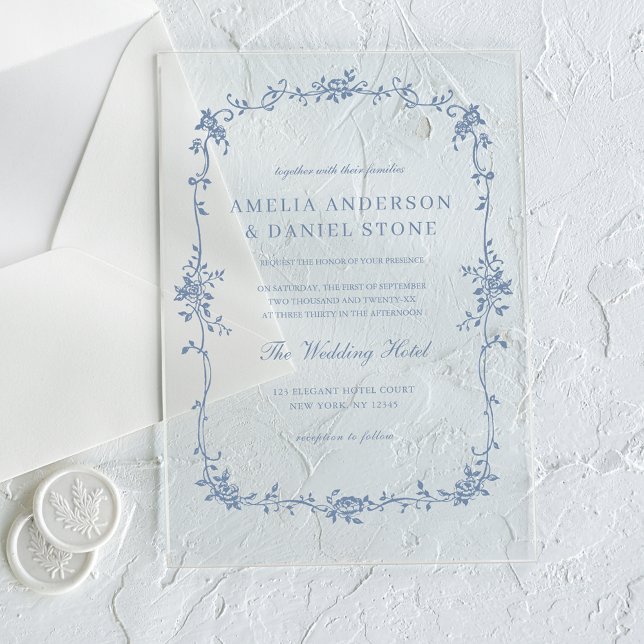 Invitaciones Acrílicas Boda de cosecha azul turquesa victoriana (Subido por el creador)