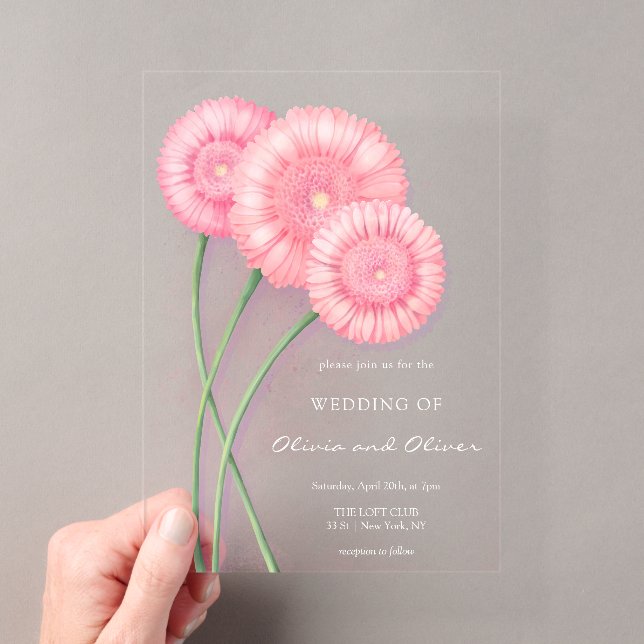 Invitaciones Acrílicas Boda de crisantemo melocotón (Insitu (portátil))