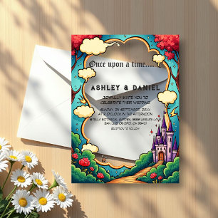 Invitaciones Acrílicas Boda de Cuento de Hadas Bosque Encantado Castillo