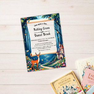 Invitaciones Acrílicas Boda de Cuento de Hadas Bosque Encantado Castillo