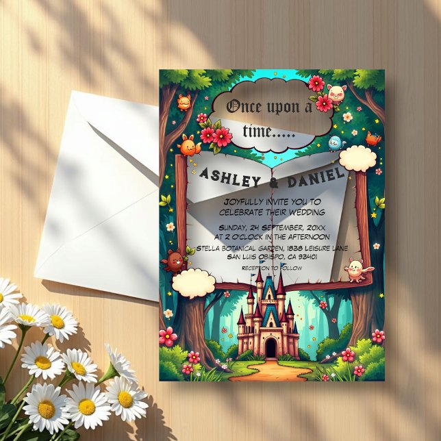 Invitaciones Acrílicas Boda de cuento de hadas del castillo de Woodland F (Subido por el creador)