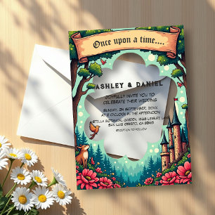 Invitaciones Acrílicas Boda de Cuento de Hadas en el Castillo del Bosque 