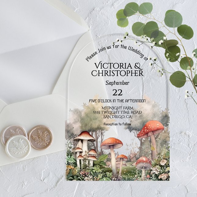 Invitaciones Acrílicas Boda de cuento de hadas encantado hongo (Subido por el creador)