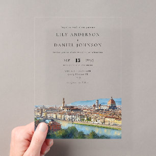 Invitaciones Acrílicas Boda de destino Florencia Italia acuarela