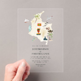 Invitaciones Acrílicas Boda de destino transparente en Cartagena Colombia