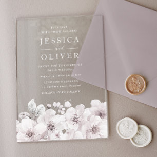 Invitaciones Acrílicas Boda de Diseñador Vintage Blanco Floral Todas las
