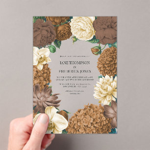 Invitaciones Acrílicas Boda de Duna de Arena, Resplandor de Cobre y Crema