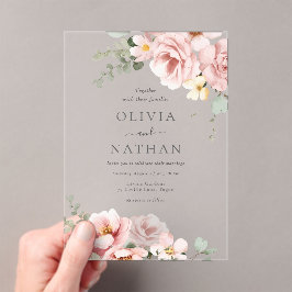 Invitaciones Acrílicas Boda de Elegancia Divina Verde Rubor & Sage