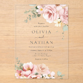 Invitaciones Acrílicas Boda de Elegancia Divina Verde Rubor & Sage