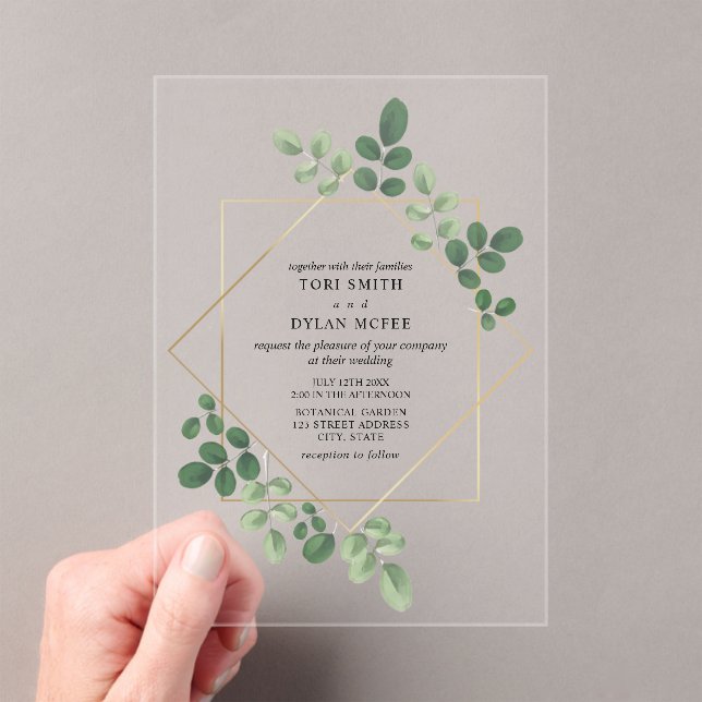 Invitaciones Acrílicas Boda de energía geométrica botánica (Insitu (portátil))