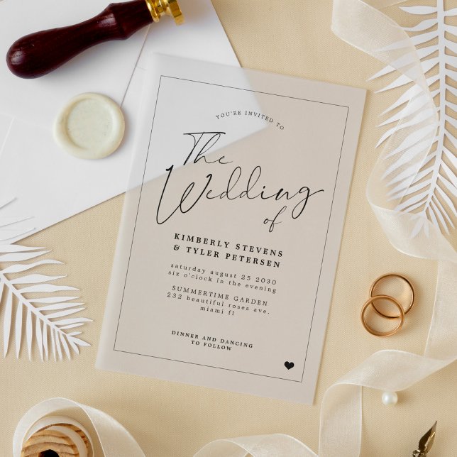 Invitaciones Acrílicas boda de escritura simple y minimalista (Subido por el creador)