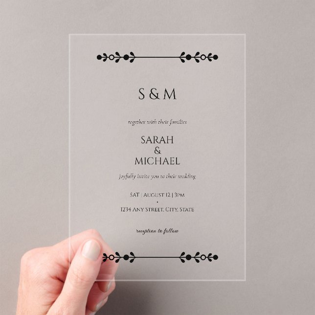 Invitaciones Acrílicas Boda de estilo clásico moderno y elegante (Insitu (portátil))