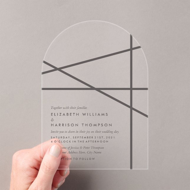 Invitaciones Acrílicas Boda de estilo geométrico simple (Insitu (portátil))