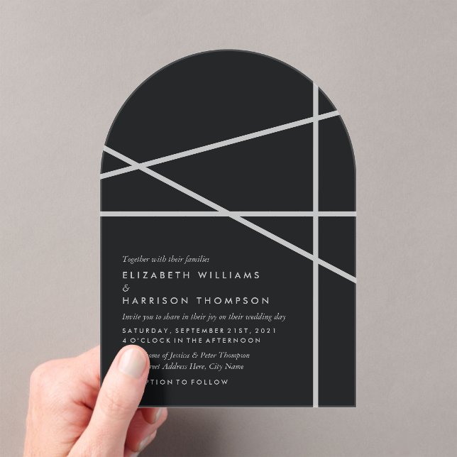 Invitaciones Acrílicas Boda de estilo geométrico simple (Insitu (portátil))