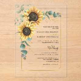 Invitaciones Acrílicas Boda de Eucalipto floral de girasol