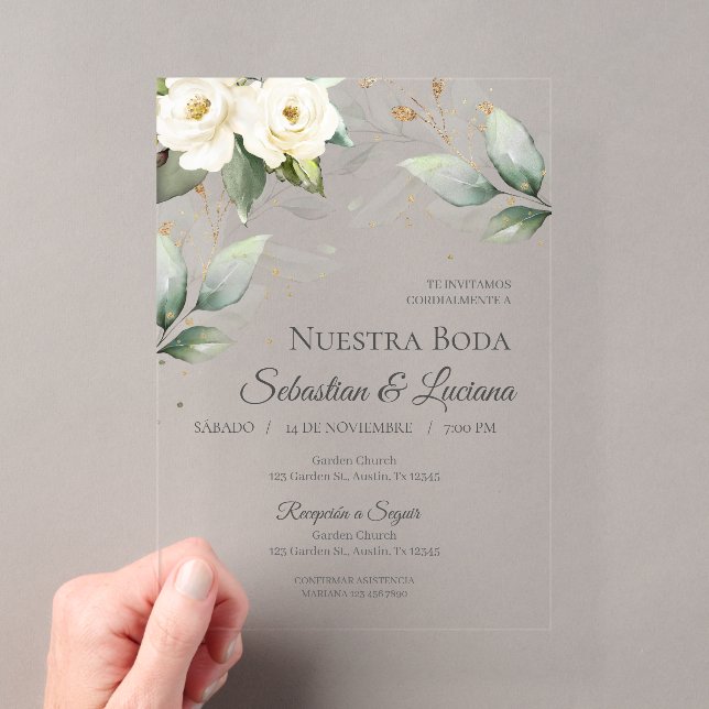 Invitaciones Acrílicas Boda de eucalipto verde (Insitu (portátil))